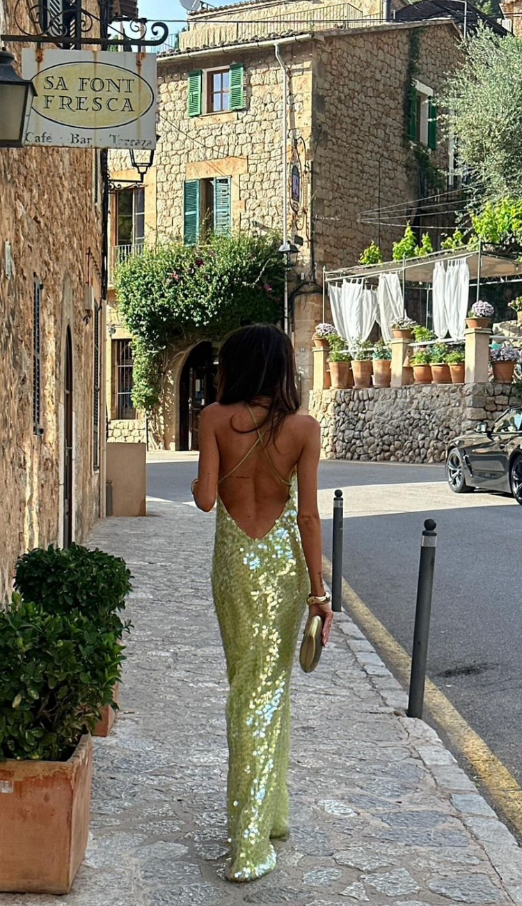 Sage - Stylish Sequins Maxi Dress for Summer