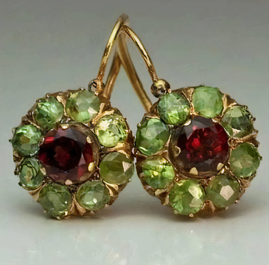 Vintage Rounded Inlaid White Stones Earrings