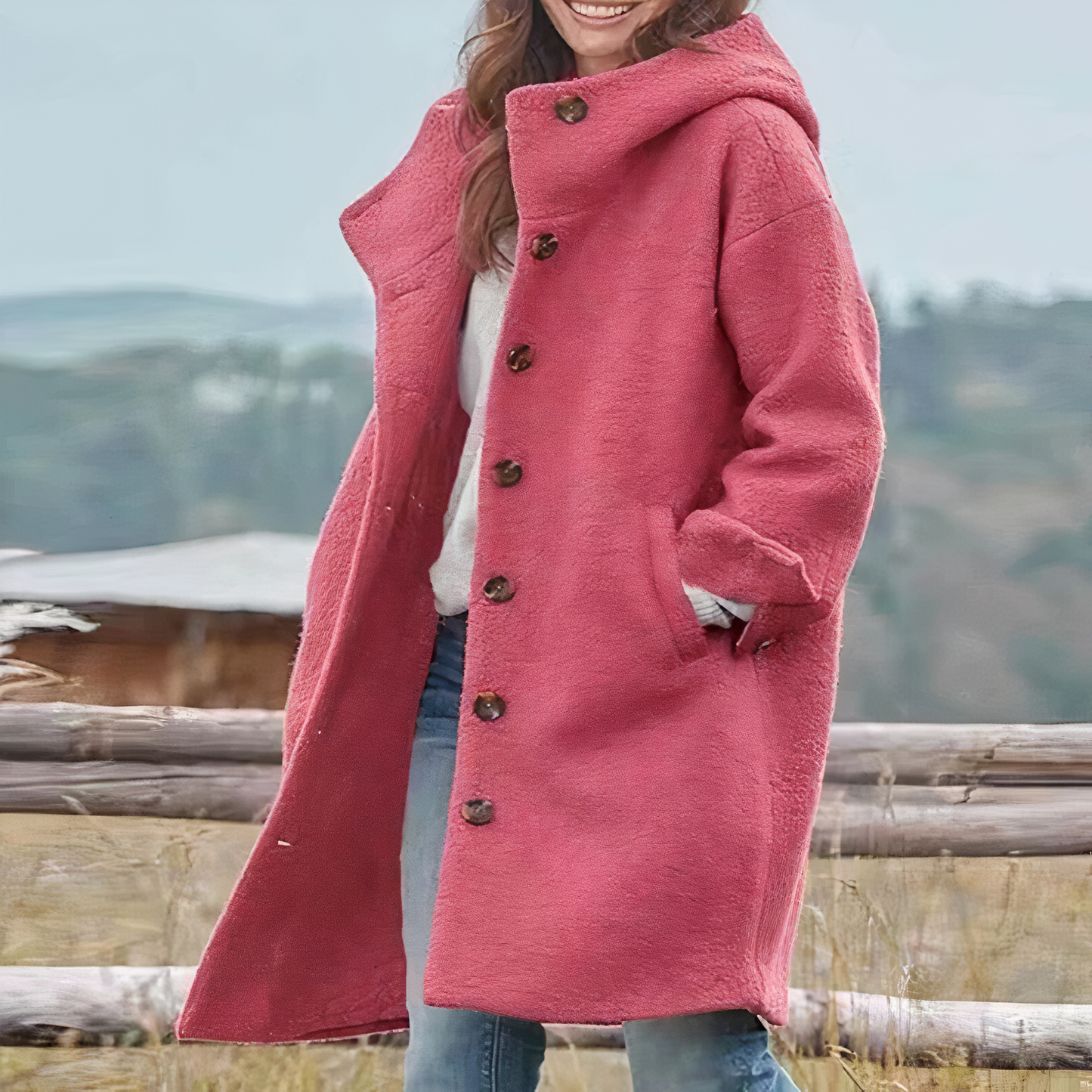 Averie - Elegant Wool Coat in Mid-length Design