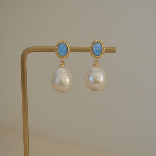 Vintage Olive Crystal Pearl Earrings