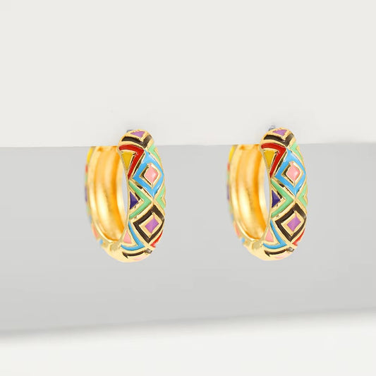 Vintage Colorful Hoop Earrings
