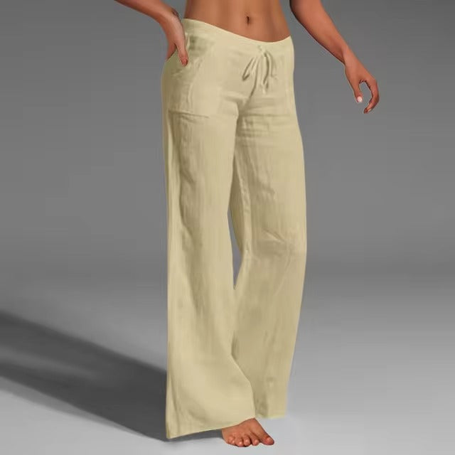 Kisha - Linen Casual Pants With Pockets