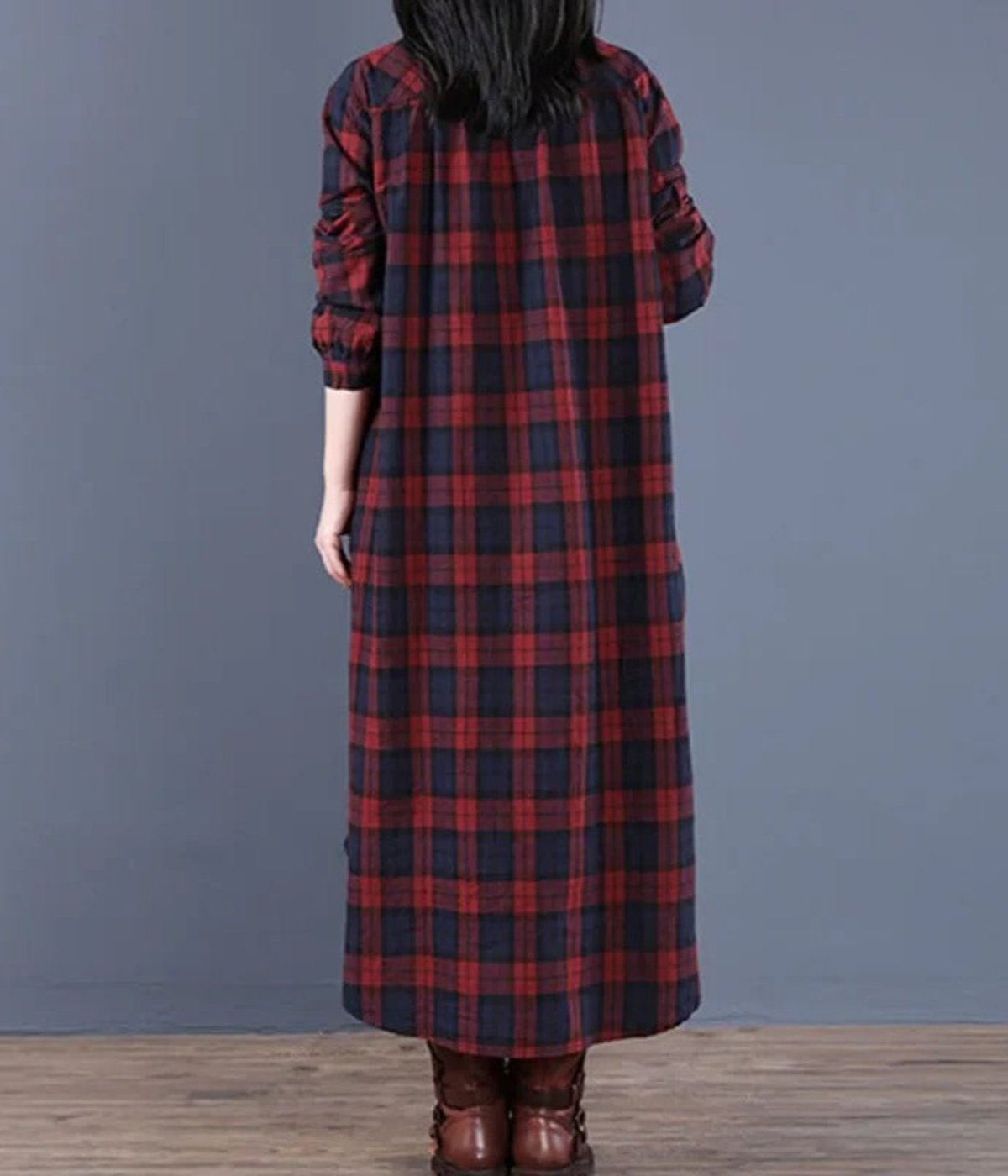 Vicky - Cozy long checkered dress