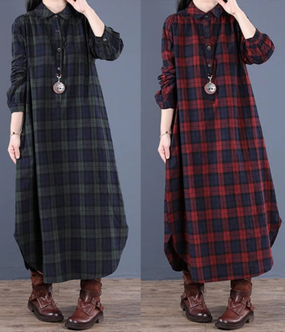 Vicky - Cozy long checkered dress