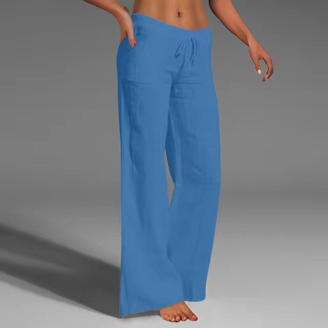 Kisha - Linen Casual Pants With Pockets