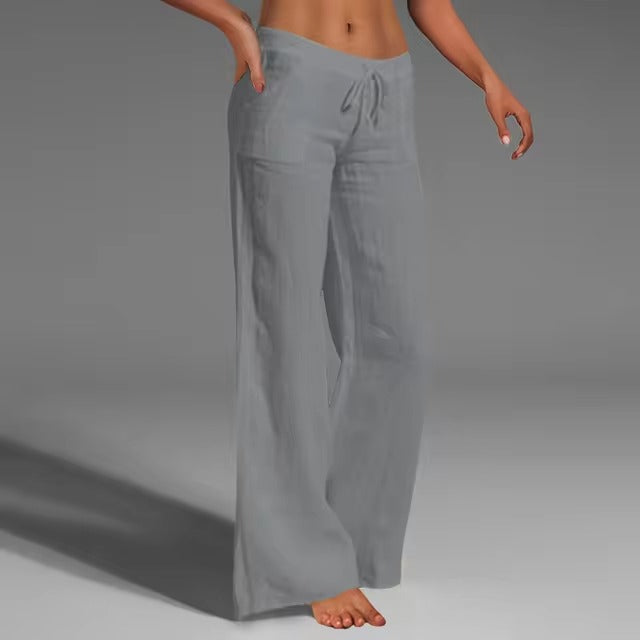 Kisha - Linen Casual Pants With Pockets