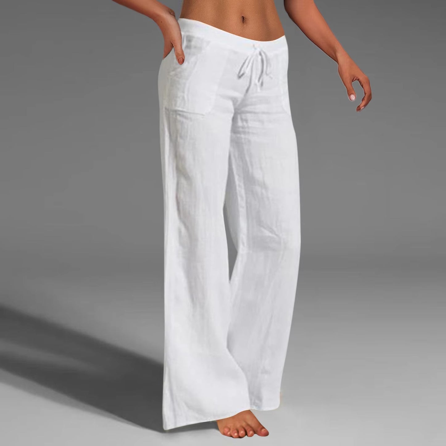 Kisha - Linen Casual Pants With Pockets