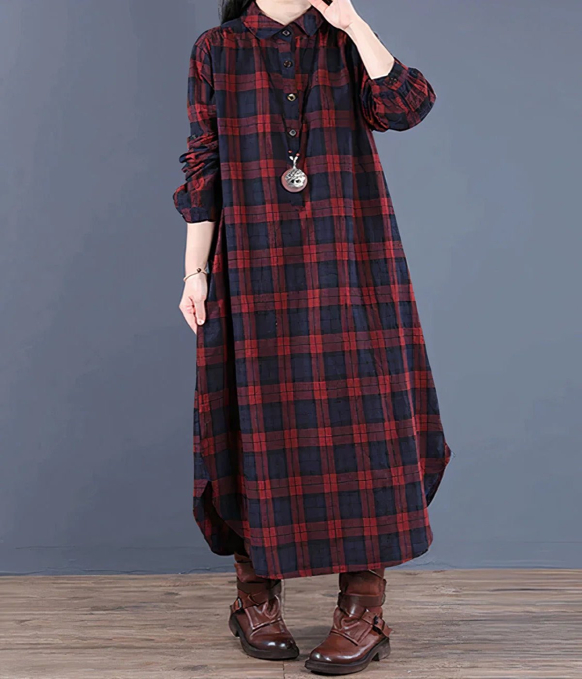 Vicky - Cozy long checkered dress