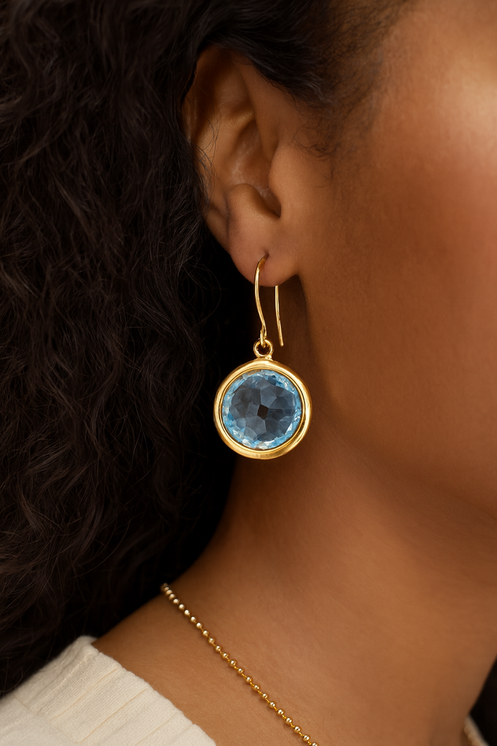 Vintage Blue Inlaid Crystal Earrings