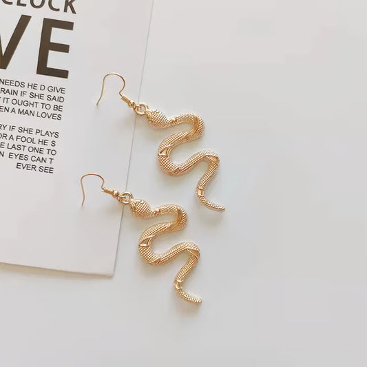Vintage Golden Serpent Earrings