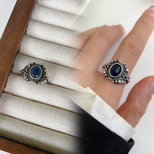 Vintage Midnight Blue Inlaid Stone Ring