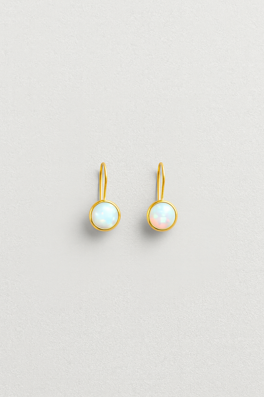 Vintage Opal Stone Gold Earrings