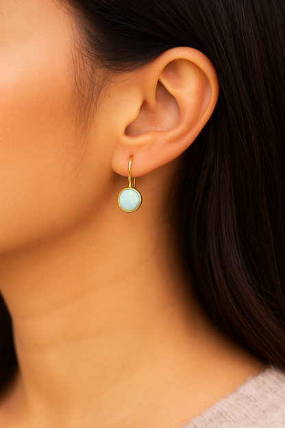 Vintage Opal Stone Gold Earrings