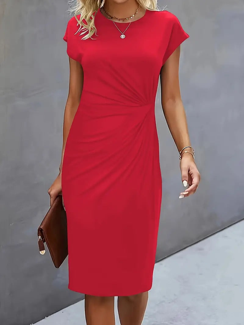 Casual round neck dress offering comfort and style for casual wear.