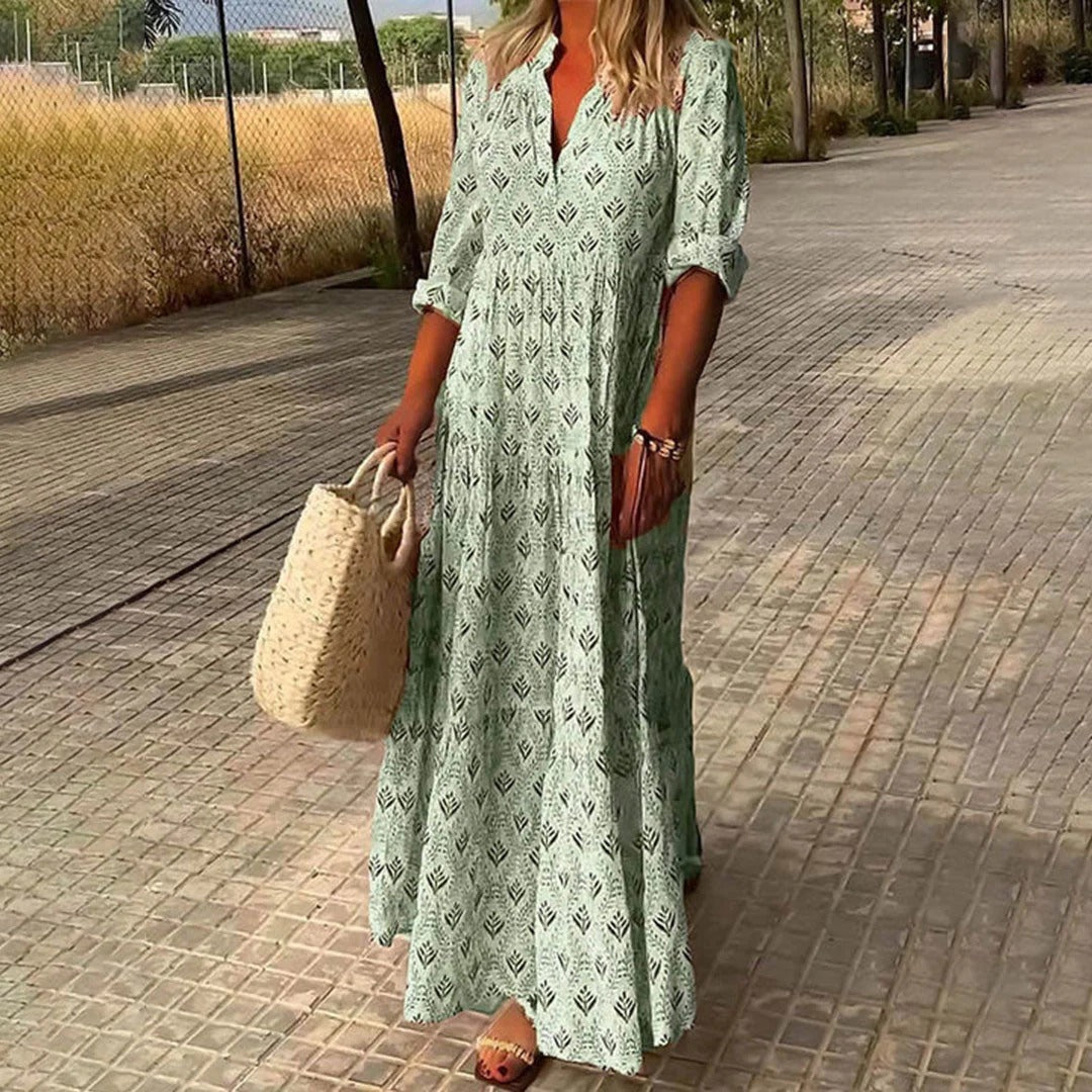 Comfortable and chic Boho dress with tummy-cover design to enhance confidence and comfort.