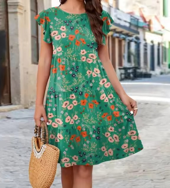 Comfortable floral dress, perfect for casual outings and warm weather occasions.