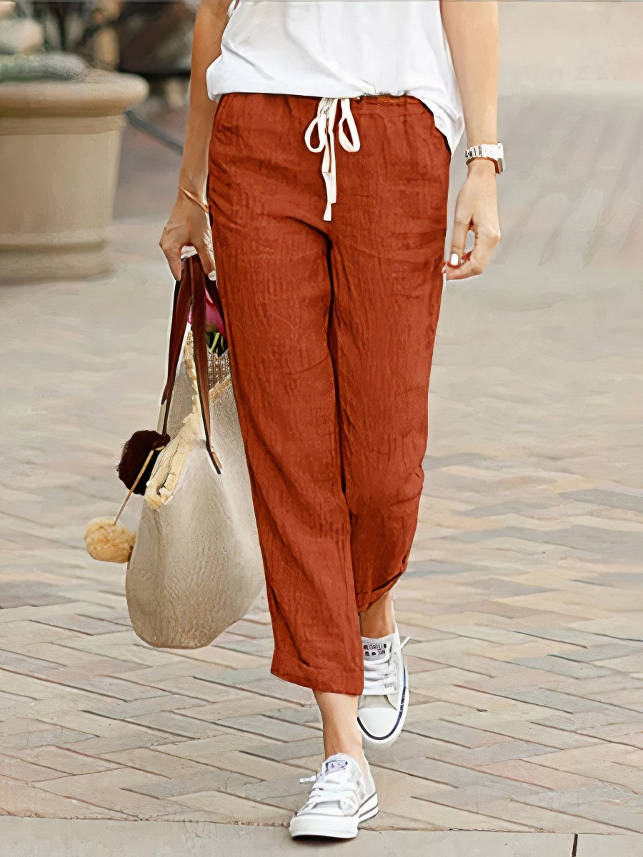 Comfortable linen pants for women, perfect for warm summer days.