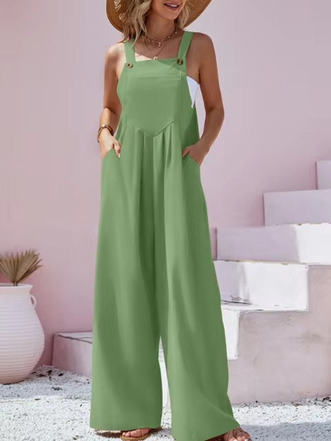 Comfortable wide leg jumpsuit, perfect for summer outings.