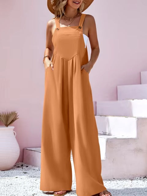 Comfortable wide leg jumpsuit, perfect for summer outings.