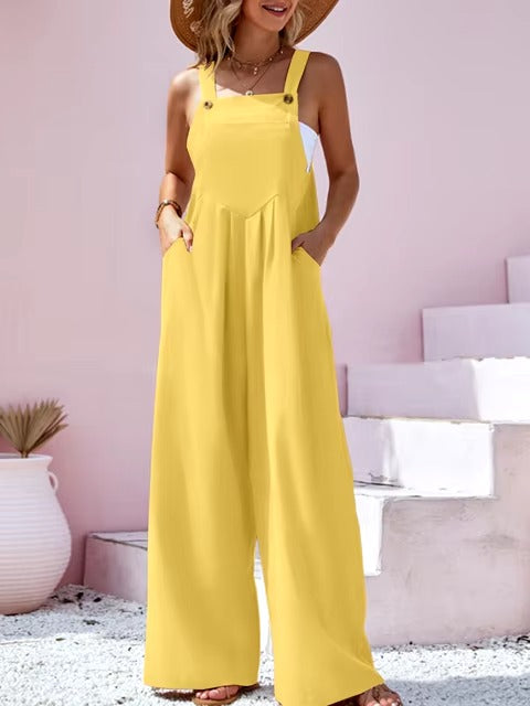 Comfortable wide leg jumpsuit, perfect for summer outings.