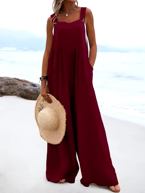 Comfortable wide leg jumpsuit, perfect for summer outings.