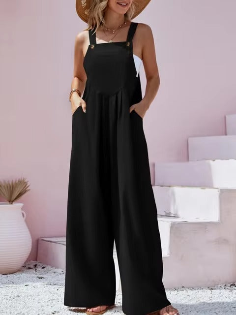 Comfortable wide leg jumpsuit, perfect for summer outings.