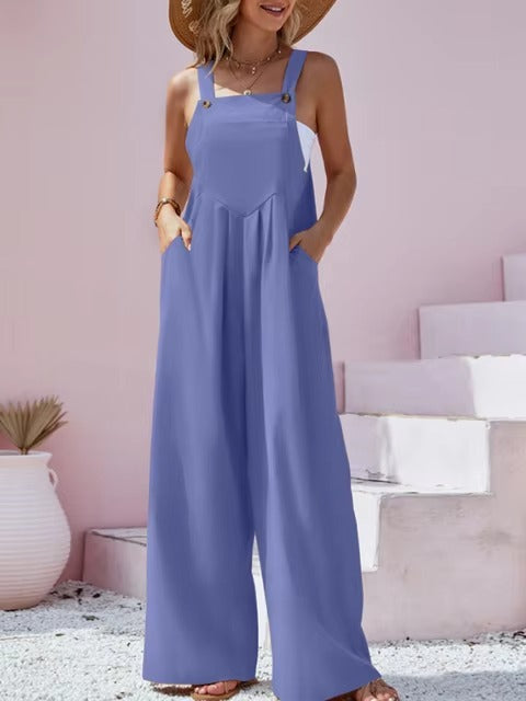 Comfortable wide leg jumpsuit, perfect for summer outings.