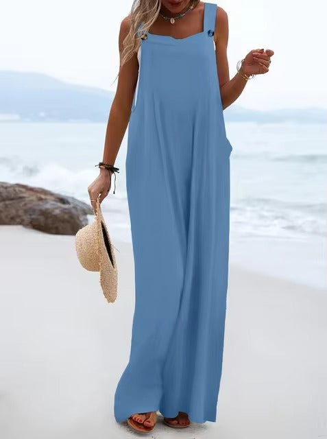 Comfortable wide leg jumpsuit, perfect for summer outings.