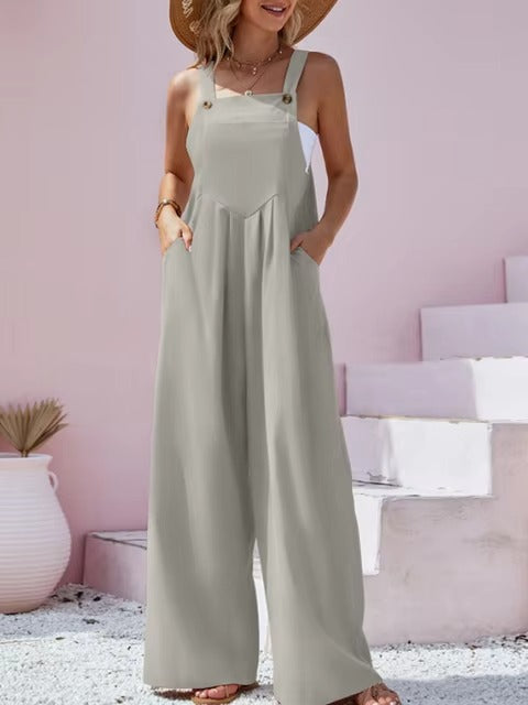 Comfortable wide leg jumpsuit, perfect for summer outings.