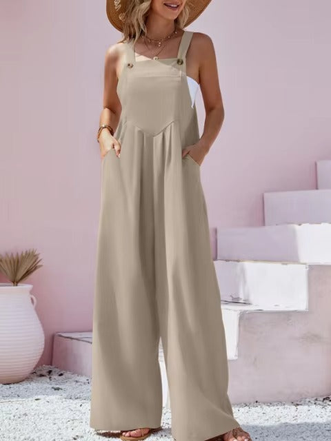 Comfortable wide leg jumpsuit, perfect for summer outings.