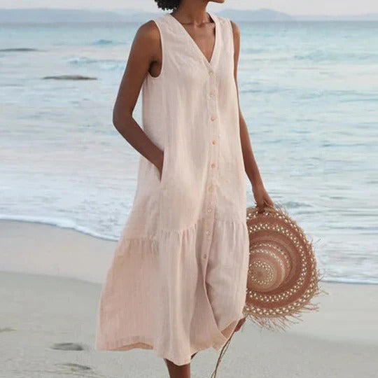 Elegant lightweight beach dress, perfect for stylish and comfortable beachside wear.