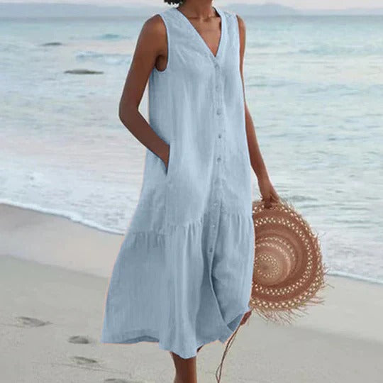 Elegant lightweight beach dress, perfect for stylish and comfortable beachside wear.