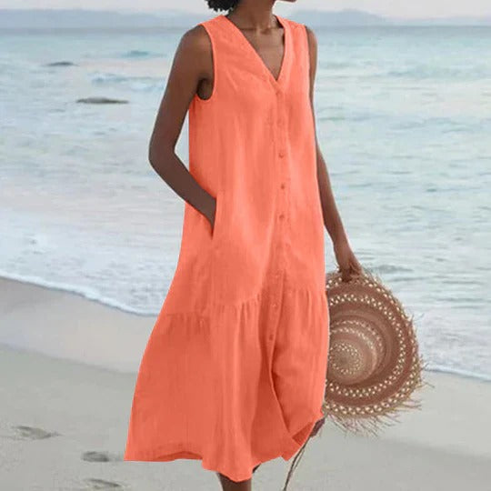 Elegant lightweight beach dress, perfect for stylish and comfortable beachside wear.