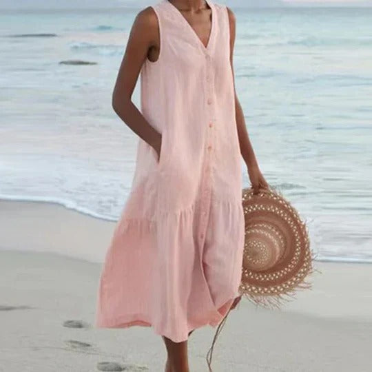 Elegant lightweight beach dress, perfect for stylish and comfortable beachside wear.