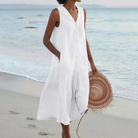 Elegant lightweight beach dress, perfect for stylish and comfortable beachside wear.