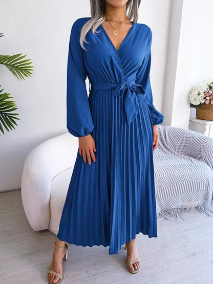 Elegant Pleated Dress, perfect for garden parties and evening events.