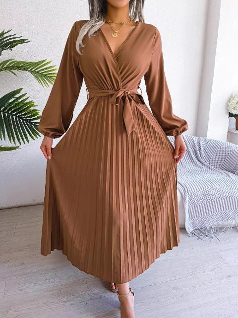 Elegant Pleated Dress, perfect for garden parties and evening events.