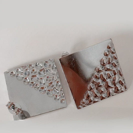 Vintage Silver Plated Square Earrings