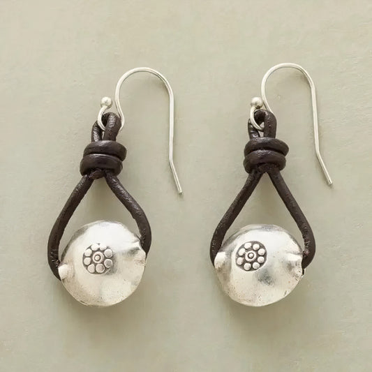 Vintage Pearl Drop Leather Earrings