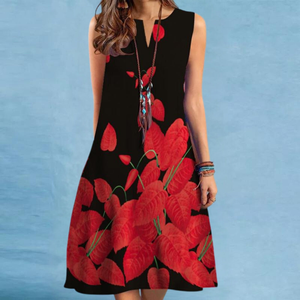 V-Neck Sexy Print Sleeveless Dress ideal for summer occasions.