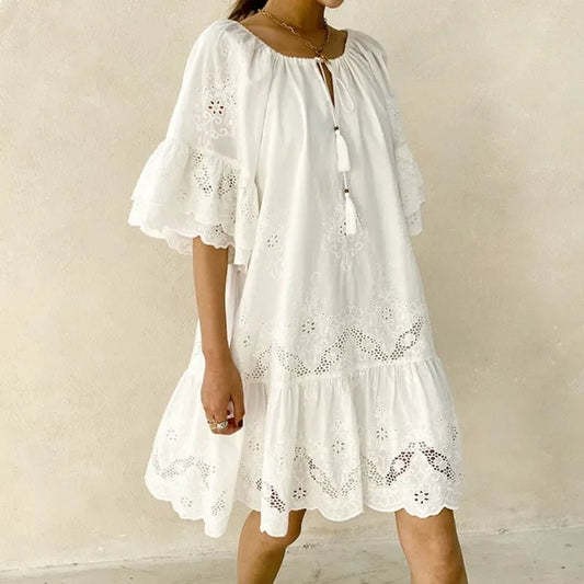 Bettina - White Lace Boho Dress