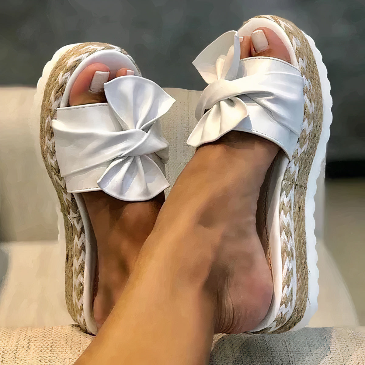 Alva - Bowknot Wedge Sandals