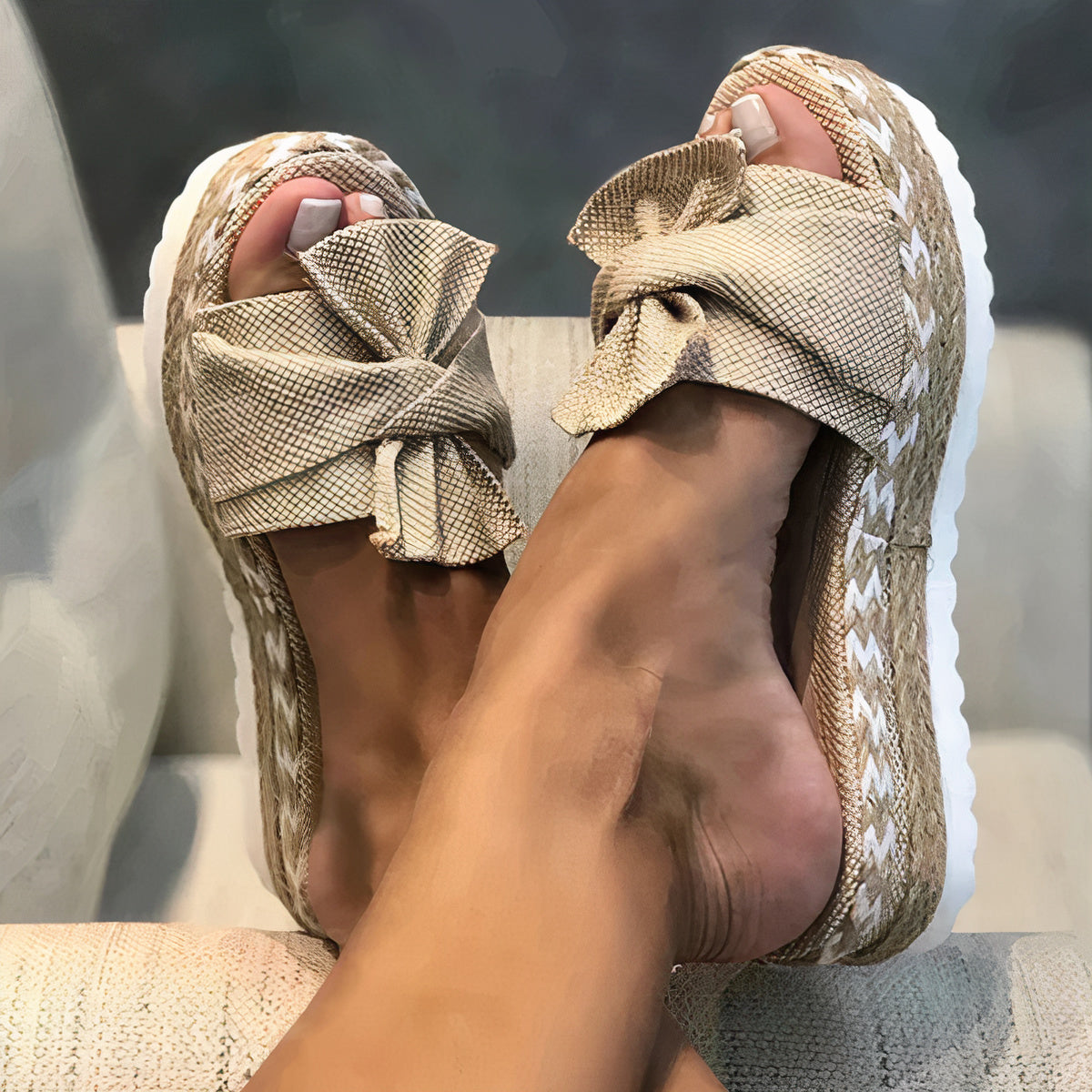 Alva - Bowknot Wedge Sandals