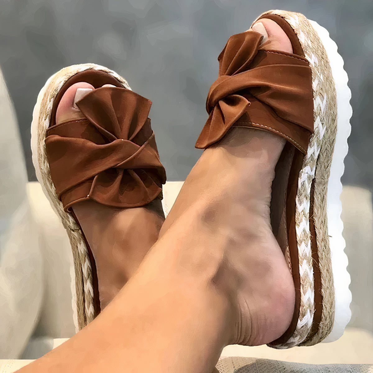 Alva - Bowknot Wedge Sandals