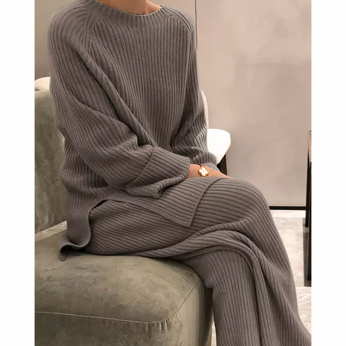 Samantha - Casual Knitted Sweater & Pants Set