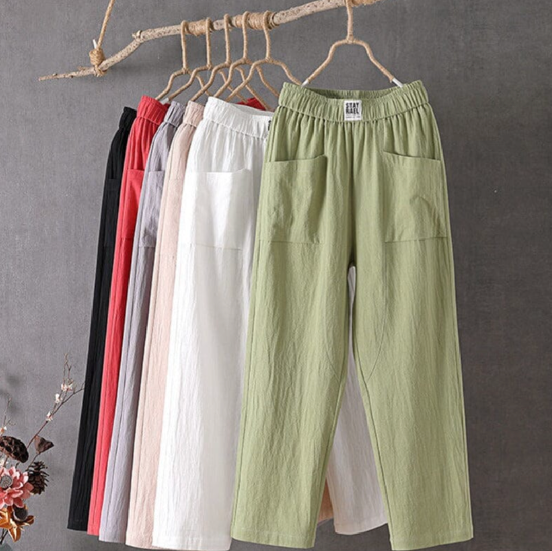 Marika - Linen Trousers with Elastic Waist