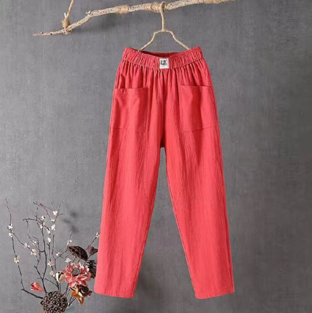 Marika - Linen Trousers with Elastic Waist