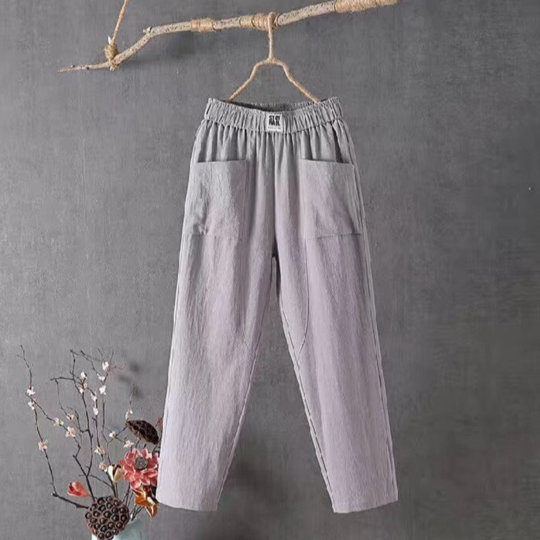 Marika - Linen Trousers with Elastic Waist