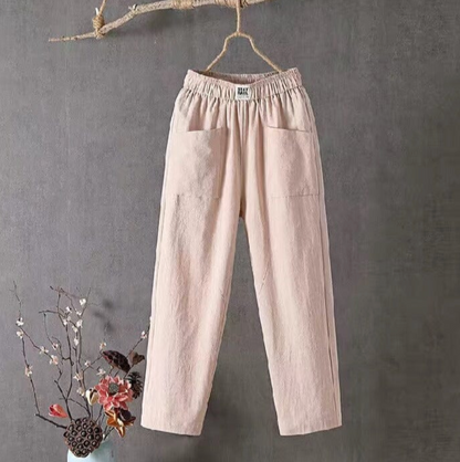 Marika - Linen Trousers with Elastic Waist