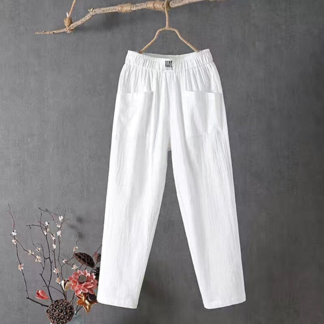 Marika - Linen Trousers with Elastic Waist